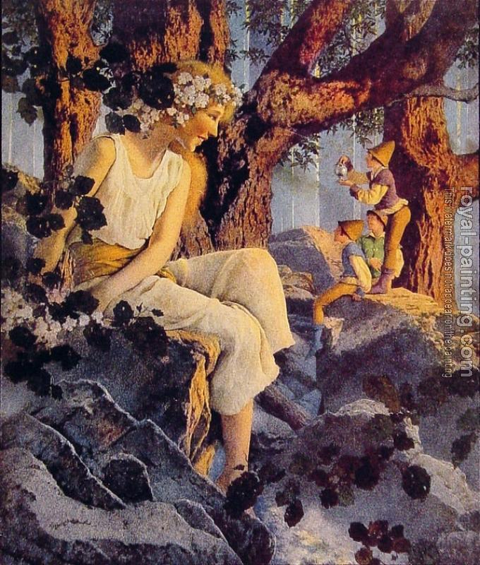 Maxfield Parrish : Girl with Elves Maxfield Parrish : Girl with Elves